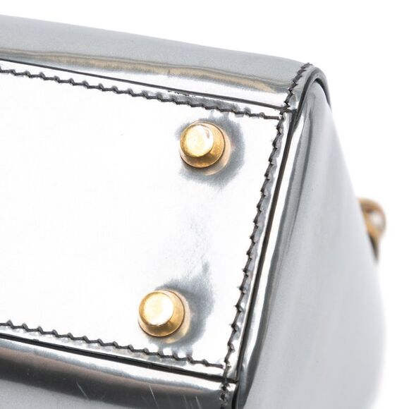 Pre Loved dior Lady Metallic Calfskin Handbag Women Silver Satchel - Picture 8 of 8